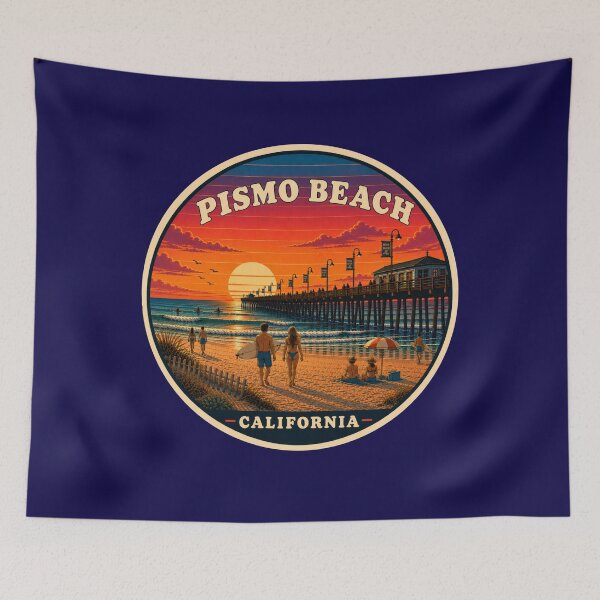 Item preview, Pismo Beach California Vintage Travel Badge | Retro Surf Poster designed and sold by Swanny's Custom T-shirt and Gift Designs.