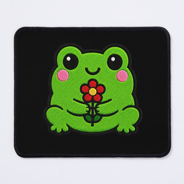 Item preview, Cute Frog Holding Flower Kawaii Embroidery Patch designed and sold by ColorSplash123.