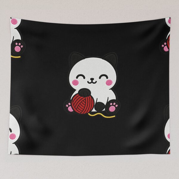 Item preview, Cute Cat Playing with Yarn Kawaii Embroidery Patch designed and sold by ColorSplash123.