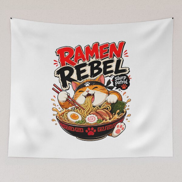 Item preview, Ramen Noodle Cat, Ramen Rebel Slurp Patrol Funny Cat Noodle designed and sold by graphic-genie.