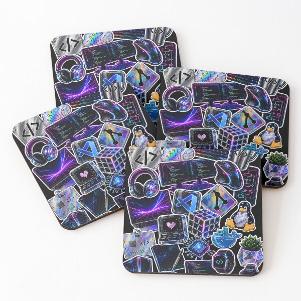 Item preview, Futuristic Software Developer Sticker Collage | Holographic Coding Cyberpunk Tech designed and sold by Extravanganzza.
