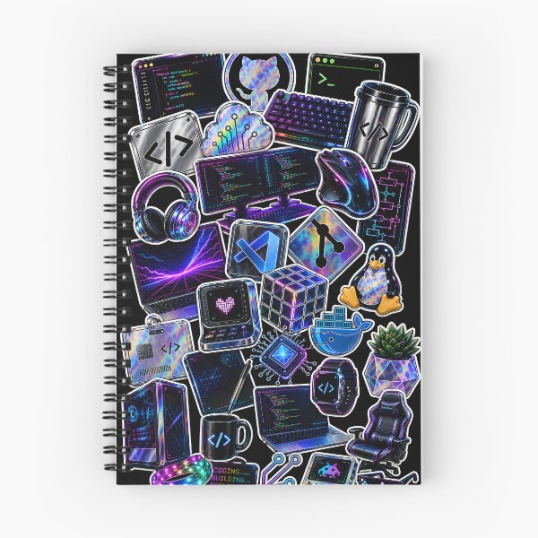 Item preview, Futuristic Software Developer Sticker Collage | Holographic Coding Cyberpunk Tech designed and sold by Extravanganzza.