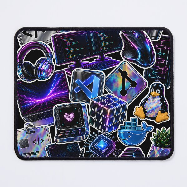 Item preview, Futuristic Software Developer Sticker Collage | Holographic Coding Cyberpunk Tech designed and sold by Extravanganzza.