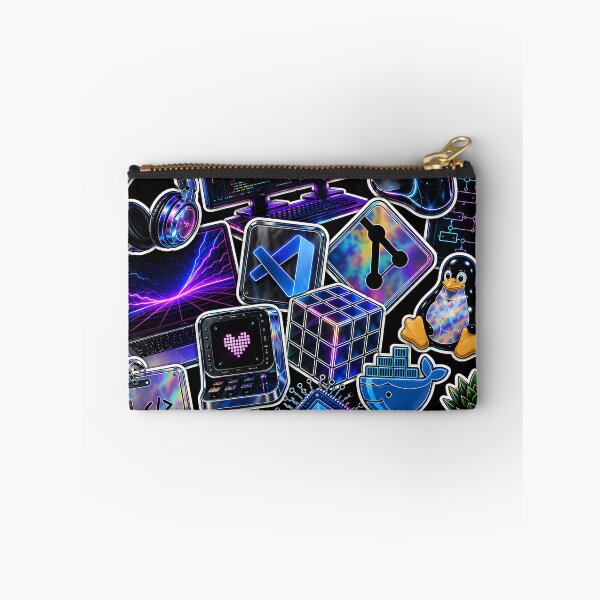 Item preview, Futuristic Software Developer Sticker Collage | Holographic Coding Cyberpunk Tech designed and sold by Extravanganzza.
