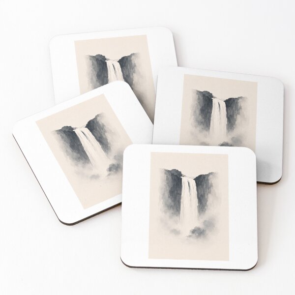 Item preview, Silent Descent | Minimal Nordic Waterfall Illustration designed and sold by Norvian.