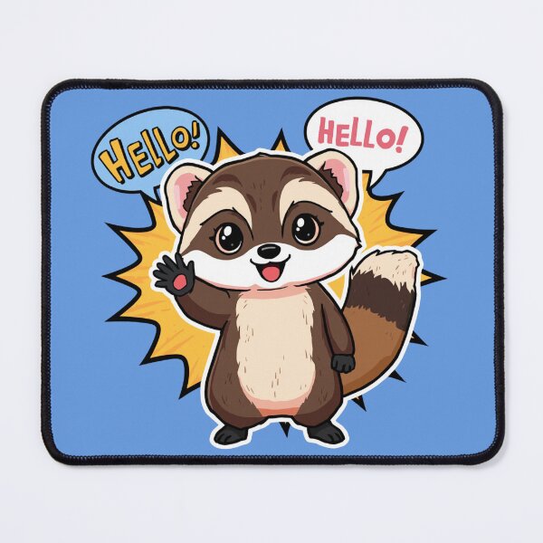 Item preview, Cute Kawaii Waving Pine Marten Hello Speech Bubble Pop Art designed and sold by Uniquely Yours.