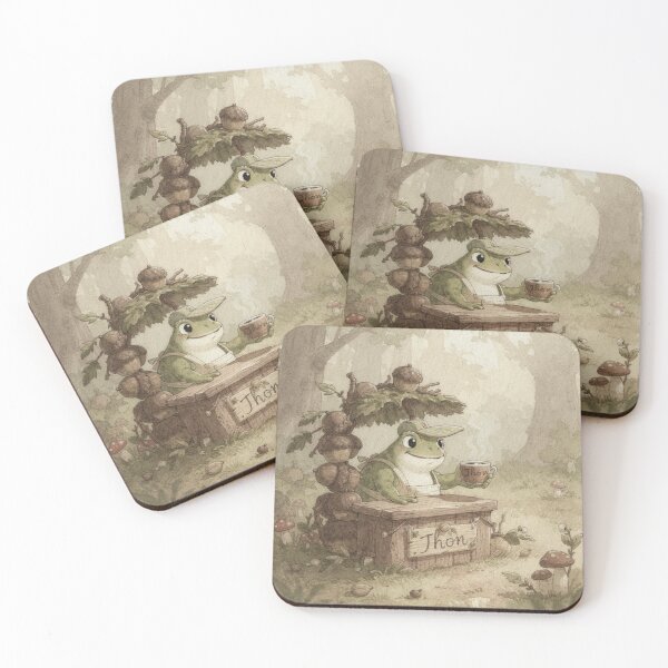 Item preview, Frog Barista Misspelling Every Name on the Acorn Cups Cottagecore Art designed and sold by PictorialWhimsy.