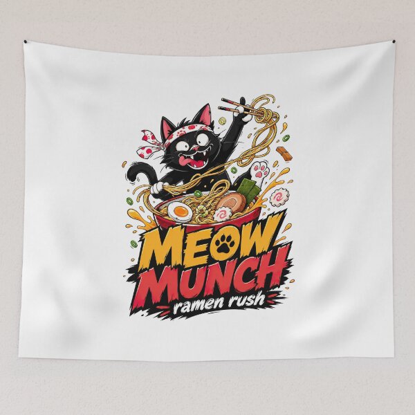Item preview, Ramen Noodle Cat, Meow Munch Ramen Rush Funny Cat Noodl designed and sold by graphic-genie.