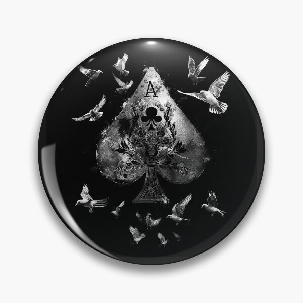 Item preview, Gothic Ace Playing Card with Flying Birds Black White Grunge Art designed and sold by inkoutninja.