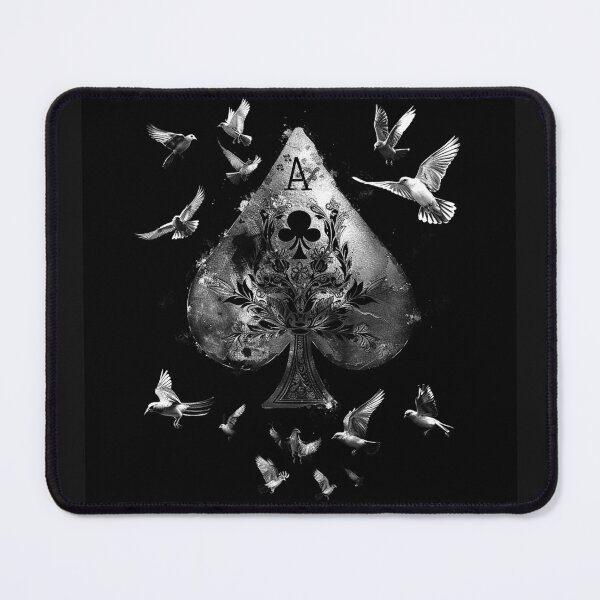 Item preview, Gothic Ace Playing Card with Flying Birds Black White Grunge Art designed and sold by inkoutninja.
