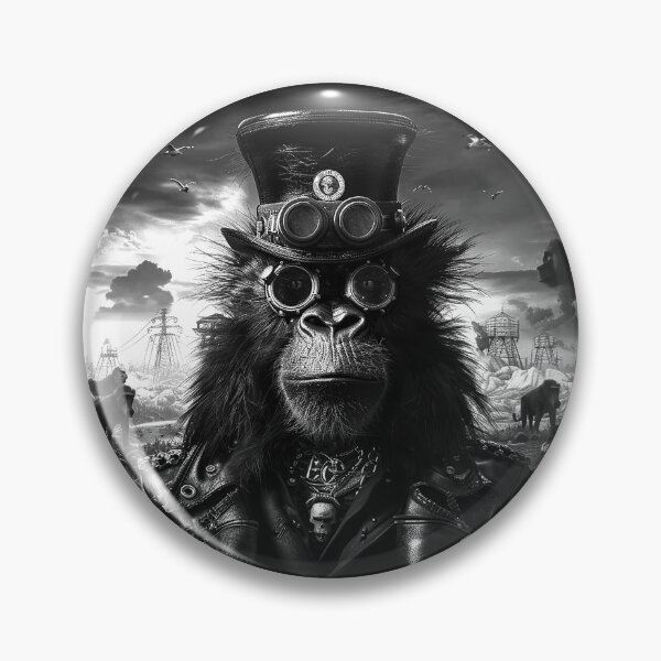 Item preview, Steampunk Gorilla in Dystopian Wasteland with Victorian Goggles designed and sold by inkoutninja.