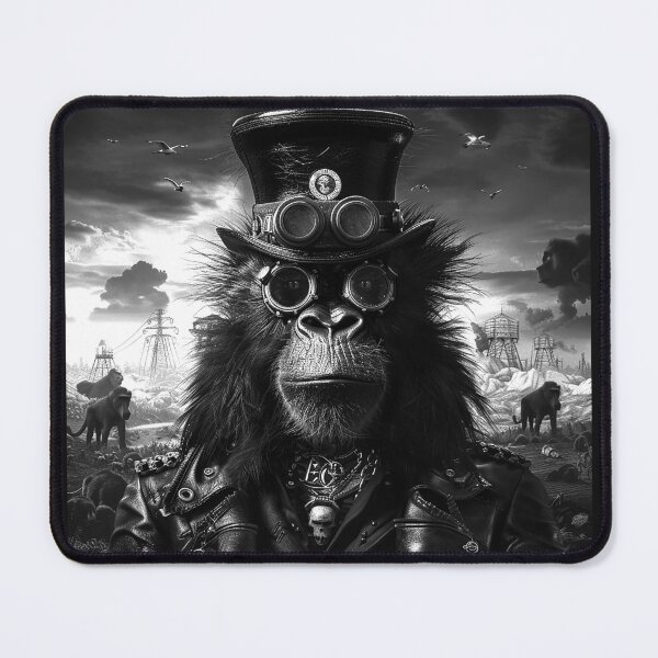 Item preview, Steampunk Gorilla in Dystopian Wasteland with Victorian Goggles designed and sold by inkoutninja.