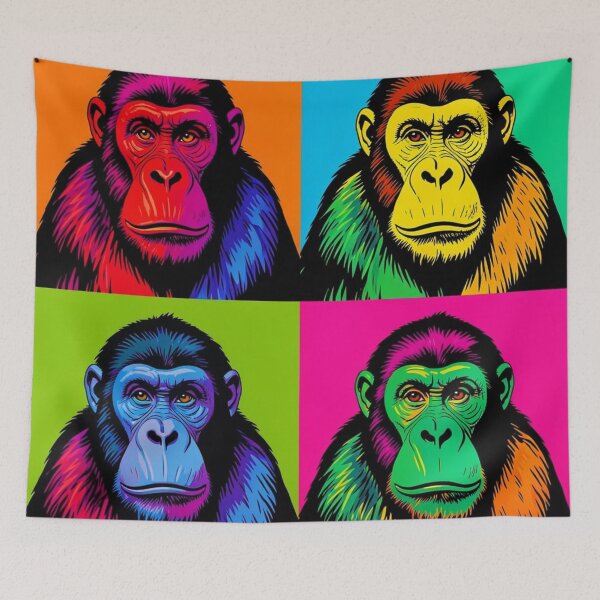 Item preview, Colorful Pop Art Monkey Portrait – Vibrant Neon Primate Retro Design designed and sold by Generic RedHead Designs.