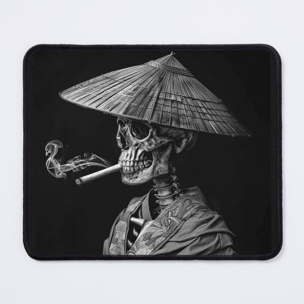 Item preview, Gothic Samurai Skeleton with Conical Hat Dark Monochrome Art designed and sold by inkoutninja.