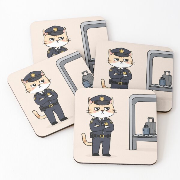 Item preview, The Deeply Unimpressed Cat Airport Security Officer Cartoon Art designed and sold by PictorialWhimsy.