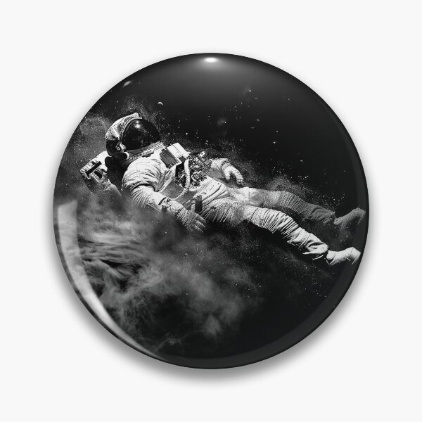 Item preview, Astronaut Drifting Through Cosmic Dust Black and White Space Art designed and sold by inkoutninja.