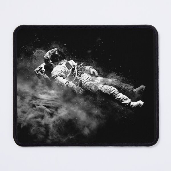 Item preview, Astronaut Drifting Through Cosmic Dust Black and White Space Art designed and sold by inkoutninja.