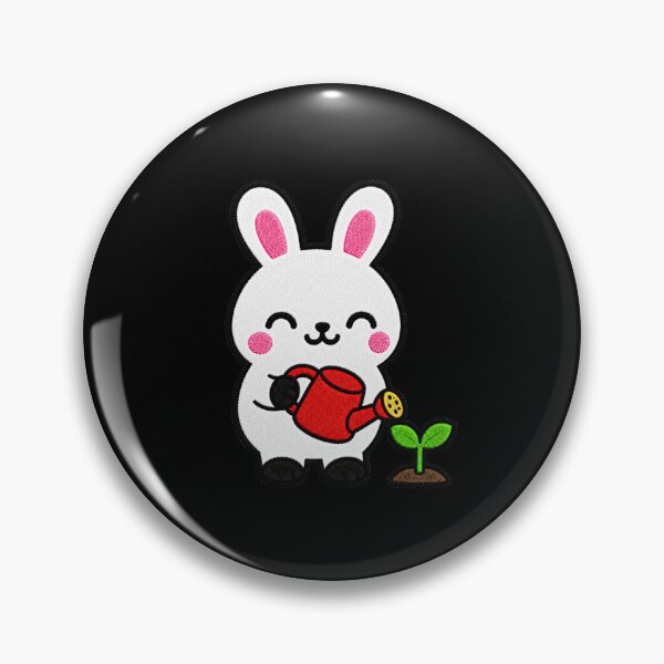 Item preview, Cute Bunny with Watering Can Kawaii Embroidery Patch designed and sold by ColorSplash123.