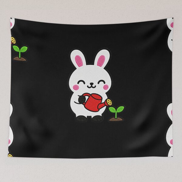 Item preview, Cute Bunny with Watering Can Kawaii Embroidery Patch designed and sold by ColorSplash123.