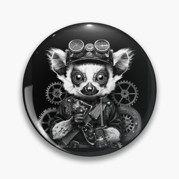 Item preview, Steampunk Lemur Mechanic with Clockwork Gears and Retro Gadgets designed and sold by inkoutninja.