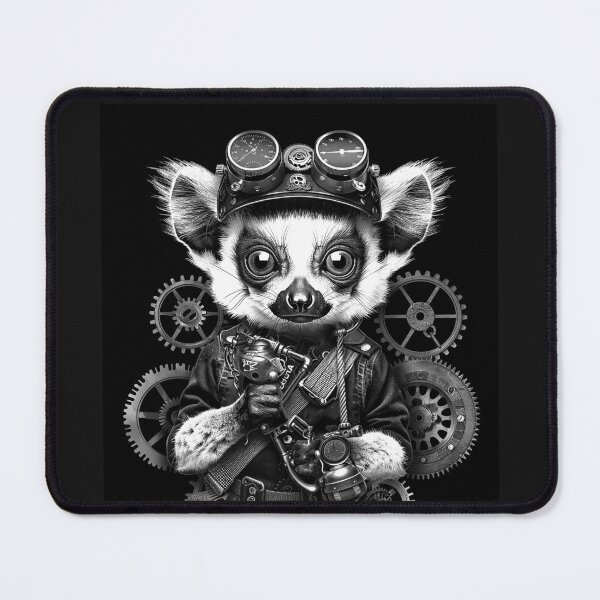 Item preview, Steampunk Lemur Mechanic with Clockwork Gears and Retro Gadgets designed and sold by inkoutninja.