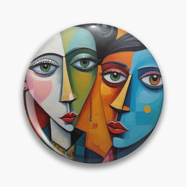 Item preview, Cubist Couple Portrait Abstract Art designed and sold by Beyond The Canvas.