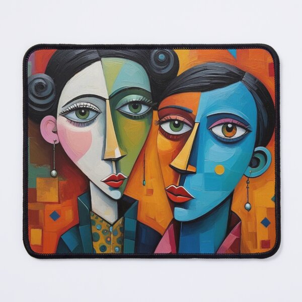 Item preview, Cubist Couple Portrait Abstract Art designed and sold by Beyond The Canvas.