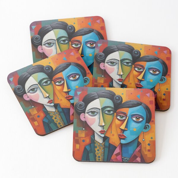 Item preview, Cubist Couple Portrait Abstract Art designed and sold by Beyond The Canvas.