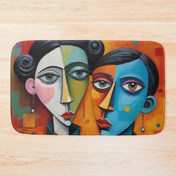 Item preview, Cubist Couple Portrait Abstract Art designed and sold by Beyond The Canvas.