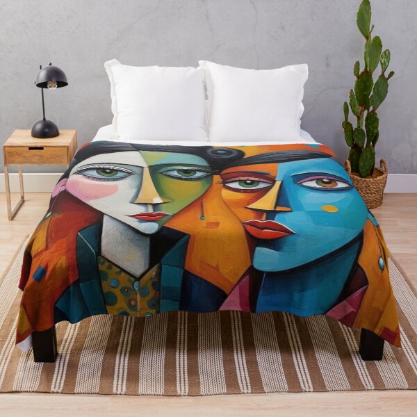 Item preview, Cubist Couple Portrait Abstract Art designed and sold by Beyond The Canvas.