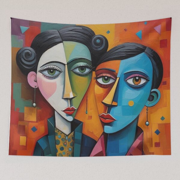 Item preview, Cubist Couple Portrait Abstract Art designed and sold by Beyond The Canvas.