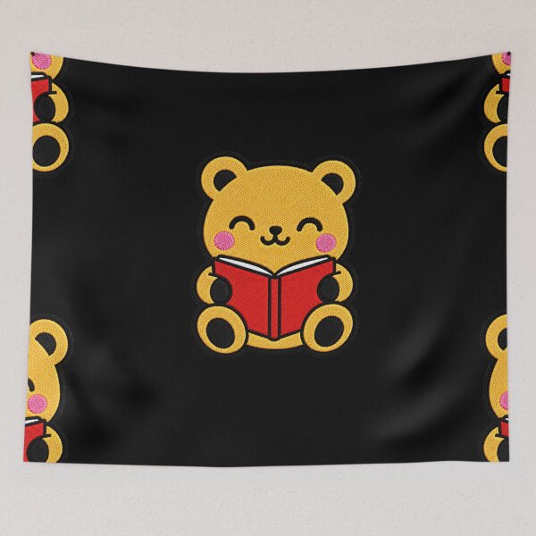 Item preview, Cute Bear Reading Book Kawaii Embroidery Patch designed and sold by ColorSplash123.