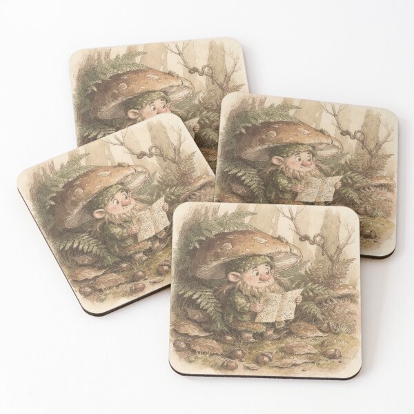Item preview, Moss Gnome Following a Map to Buried Treasure Storybook Art designed and sold by PictorialWhimsy.