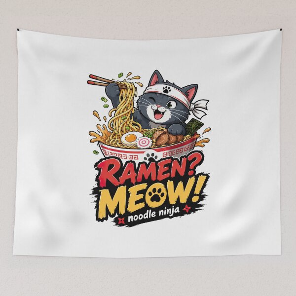 Item preview, Ramen Noodle Cat, Ramen Meow Noodle Ninja Funny Cat Ramen Design designed and sold by graphic-genie.