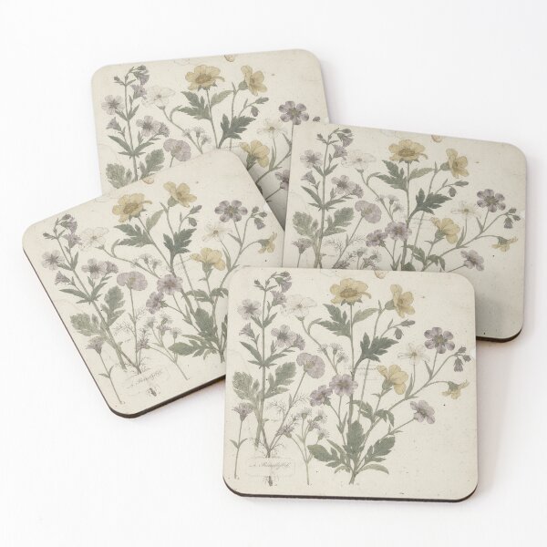 Item preview, Vintage Botanical Plate of Pressed Wildflowers Print designed and sold by PictorialWhimsy.