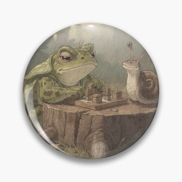 Item preview, Toad Chess Champion Playing Against a Confident Snail Cottagecore Art designed and sold by PictorialWhimsy.