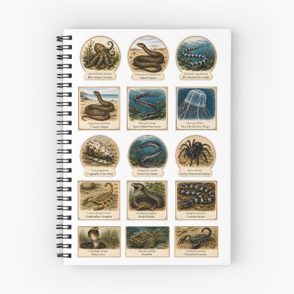 Item preview, Deadly Venomous Animals Vintage Scientific Illustration Sticker Collection designed and sold by Extravanganzza.