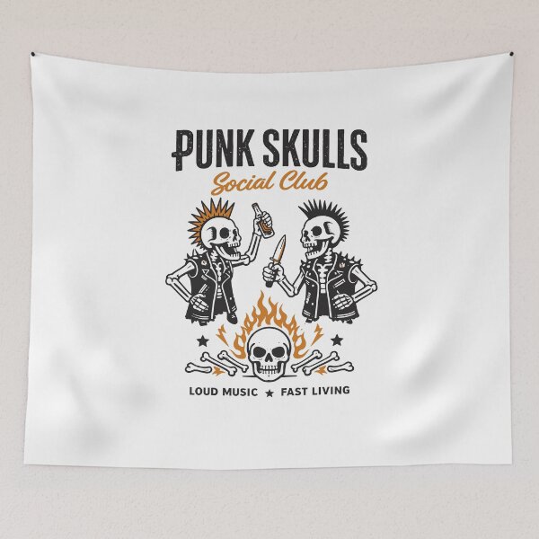 Item preview, Punk Skulls Social Club Loud Music Fast Living Poster designed and sold by Matinez Pink.