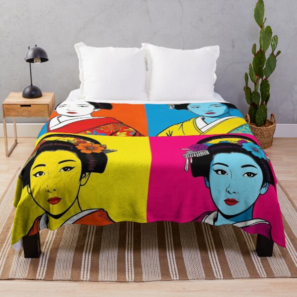 Item preview, Colorful Geisha Pop Art Portrait – Japanese Woman in Vibrant Retro Style designed and sold by Generic RedHead Designs.