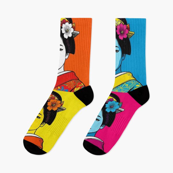 Item preview, Colorful Geisha Pop Art Portrait – Japanese Woman in Vibrant Retro Style designed and sold by Generic RedHead Designs.