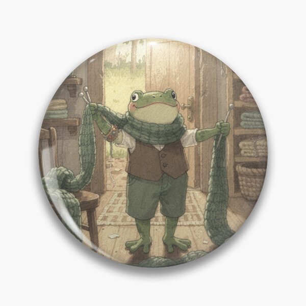 Item preview, Frog Tailor Sewing a Scarf Three Sizes Too Long Cottagecore Art designed and sold by PictorialWhimsy.
