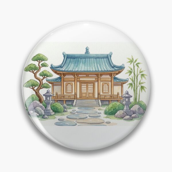 Artikelvorschau, Illustration eines japanischen Zen-Tempels entworfen und verkauft von Dreamic.Art.