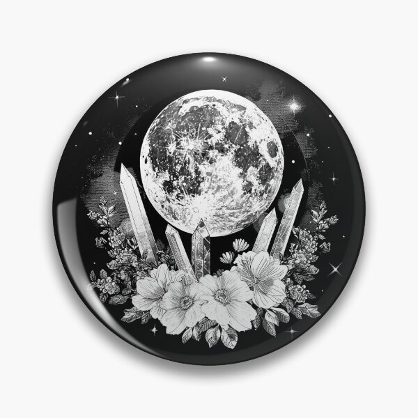 Item preview, Full Moon Crystal Garden with Flowers Celestial Witchy Art Design designed and sold by inkoutninja.
