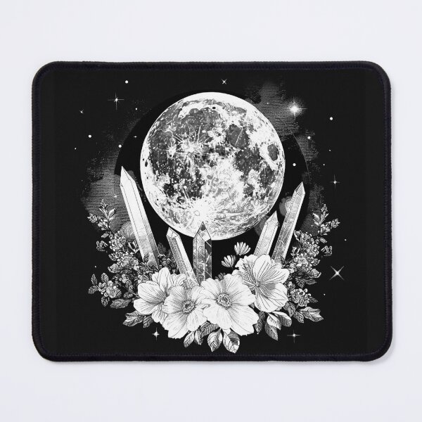 Item preview, Full Moon Crystal Garden with Flowers Celestial Witchy Art Design designed and sold by inkoutninja.