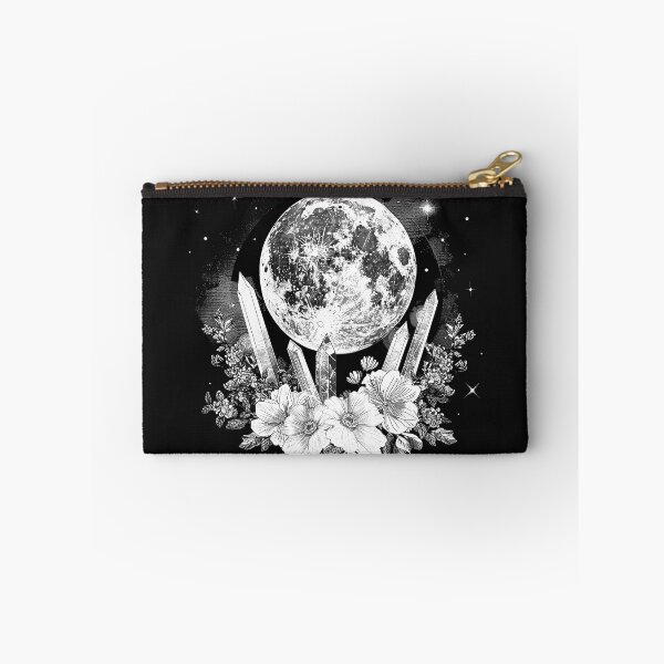 Item preview, Full Moon Crystal Garden with Flowers Celestial Witchy Art Design designed and sold by inkoutninja.