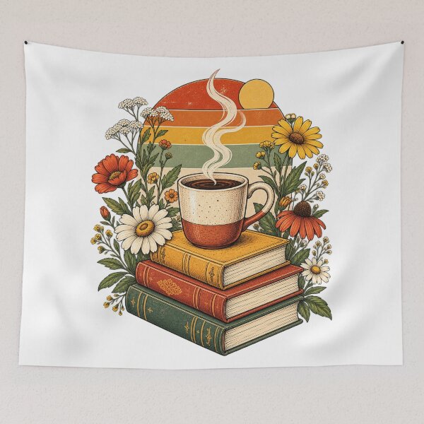 Item preview, Vintage Books and Coffee Graphic T-Shirt | Retro Book Lover Coffee Reader Tee designed and sold by Promoffy.