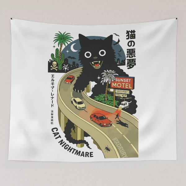 Item preview, Cat Nightmare Sunset Motel Poster designed and sold by Matinez Pink.