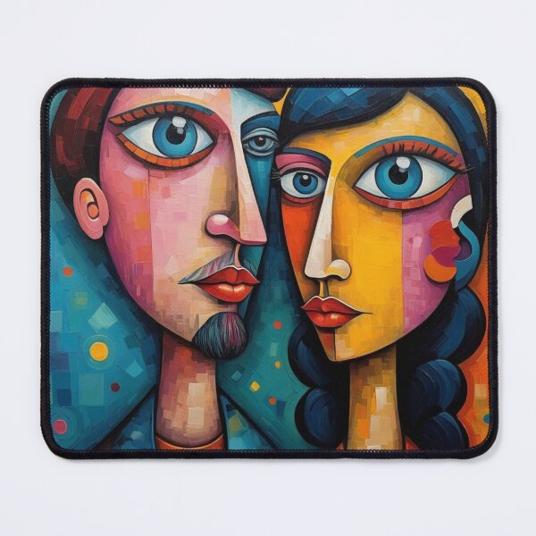 Item preview, Cubist Couple Portrait Abstract Art designed and sold by Beyond The Canvas.