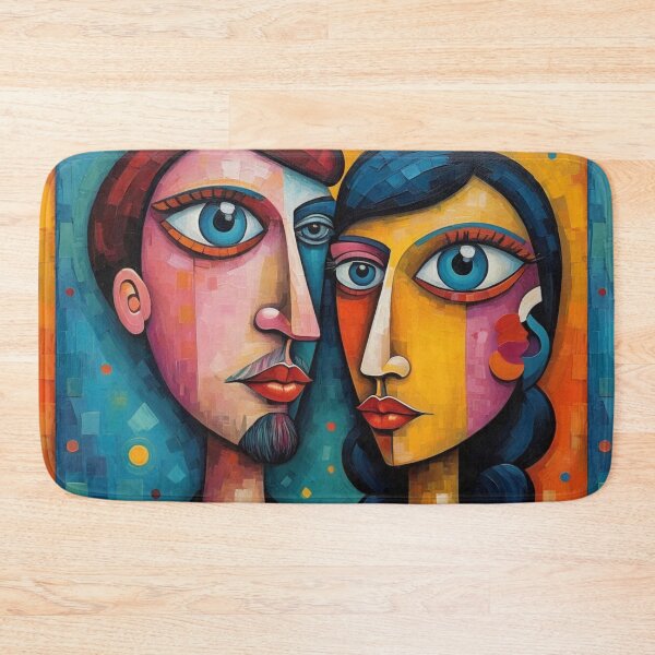 Item preview, Cubist Couple Portrait Abstract Art designed and sold by Beyond The Canvas.