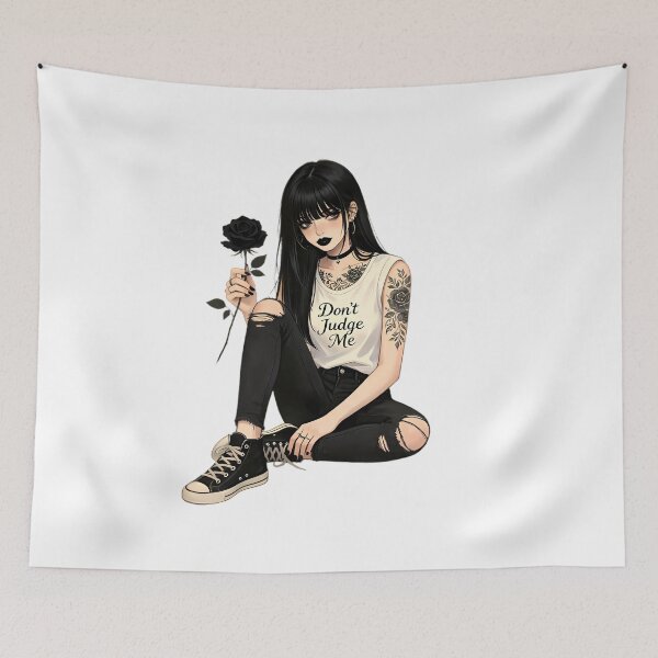 Item preview, Dark Cottagecore Girl with Black Rose and Don't Judge Me designed and sold by Bondingbonding.